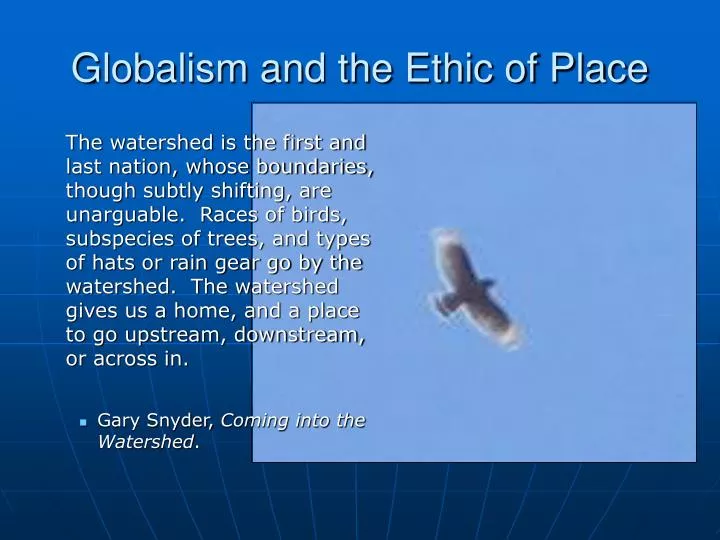 globalism and the ethic of place