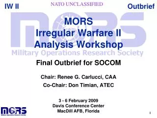 MORS Irregular Warfare II Analysis Workshop
