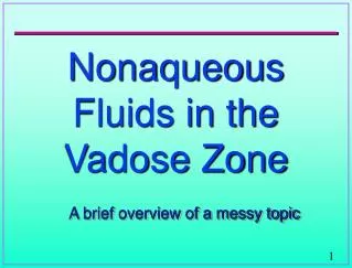 Nonaqueous Fluids in the Vadose Zone