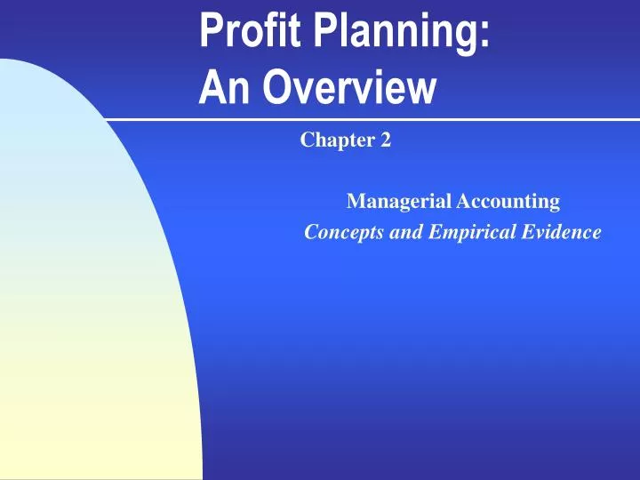 profit planning an overview