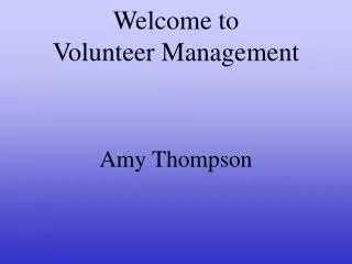 Welcome to Volunteer Management