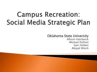 Campus Recreation: Social Media Strategic Plan