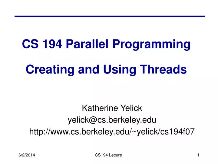 cs 194 parallel programming creating and using threads