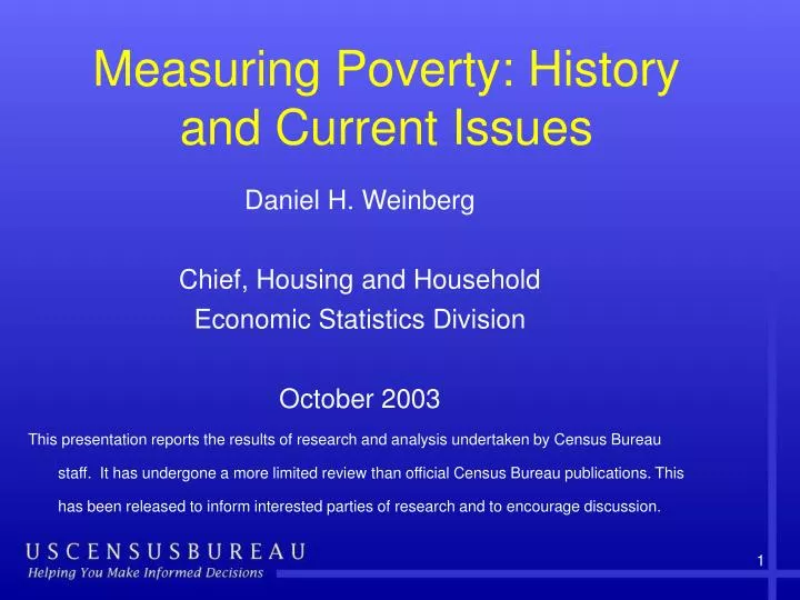 measuring poverty history and current issues