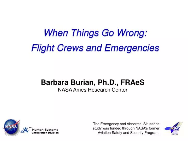 when things go wrong flight crews and emergencies