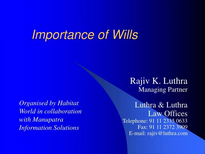 importance of wills
