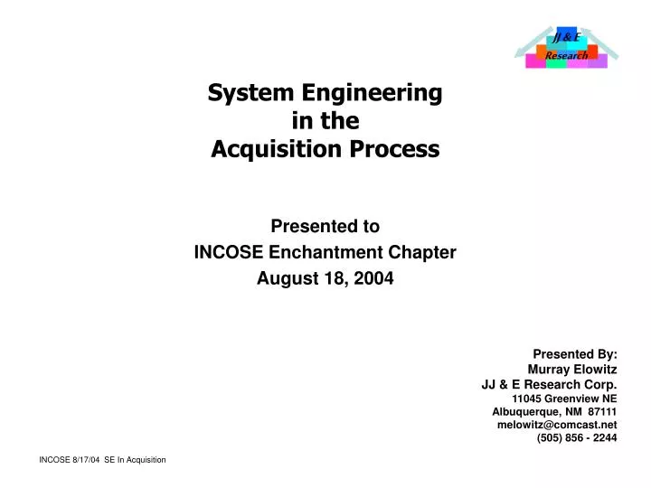 system engineering in the acquisition process