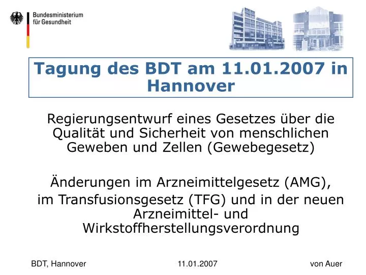 tagung des bdt am 11 01 2007 in hannover
