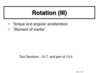 Rotation (III)