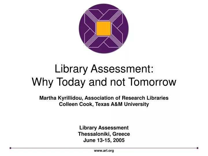 library assessment why today and not tomorrow
