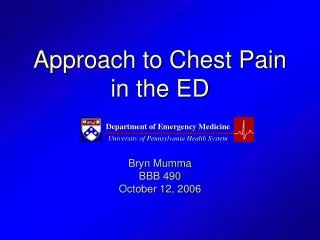Approach to Chest Pain in the ED