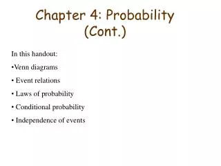 Chapter 4: Probability (Cont.)