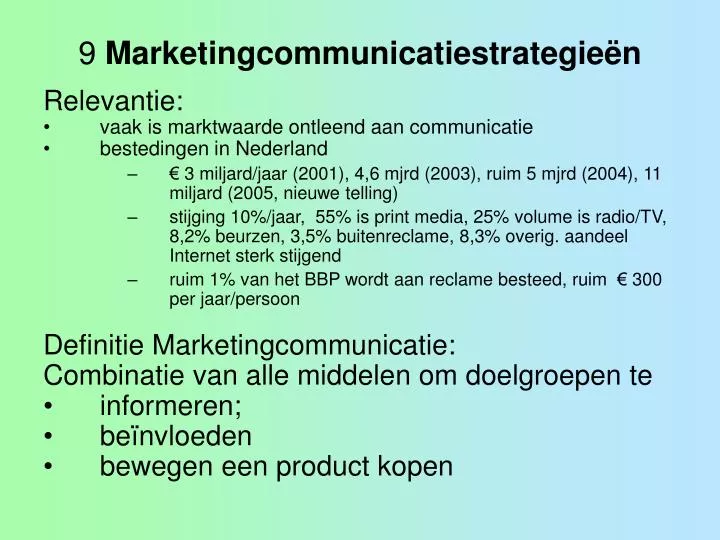 9 marketingcommunicatiestrategie n