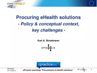 Procuring eHealth solutions - Policy &amp; conceptual context, key challenges -