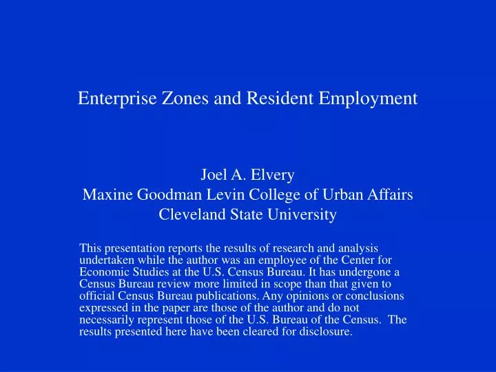 enterprise zones and resident employment