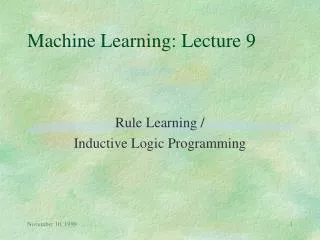 Machine Learning: Lecture 9