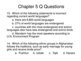 Chapter 5 Q Questions