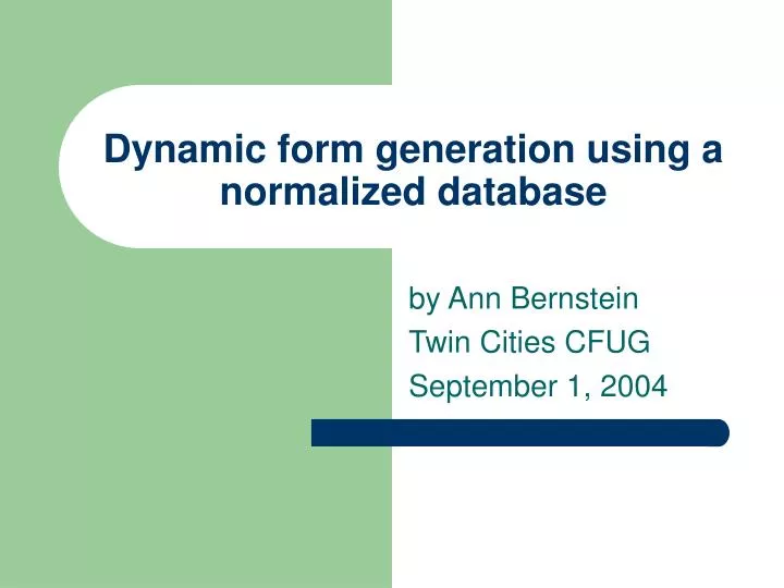 dynamic form generation using a normalized database