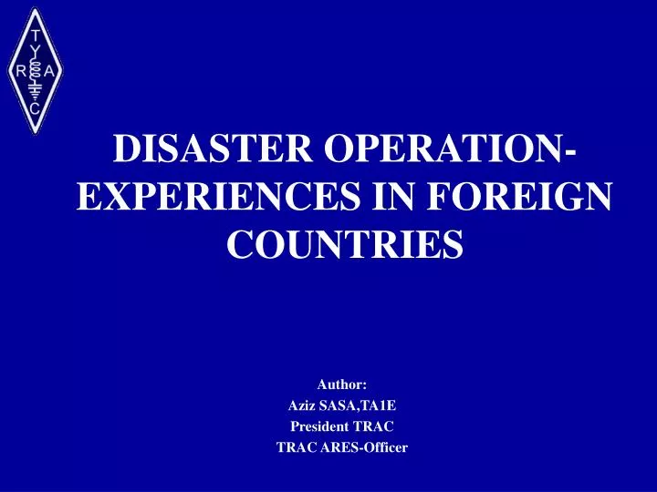 disaster operation experiences in foreign countries