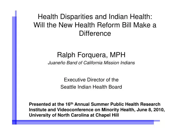 health disparities and indian health will the new health reform bill make a difference