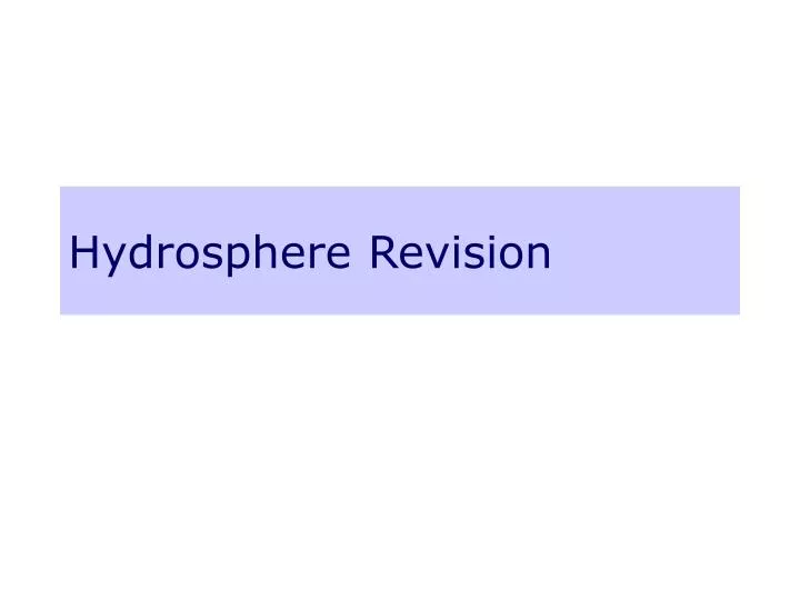 hydrosphere revision