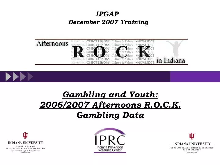 gambling and youth 2006 2007 afternoons r o c k gambling data