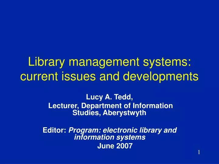 library management systems current issues and developments