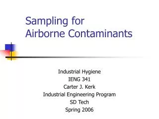 Sampling for Airborne Contaminants