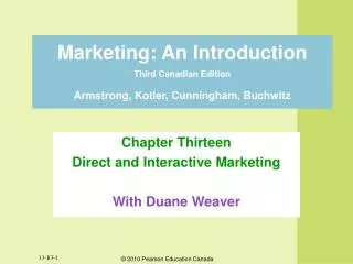 Marketing: An Introduction Third Canadian Edition Armstrong, Kotler, Cunningham, Buchwitz