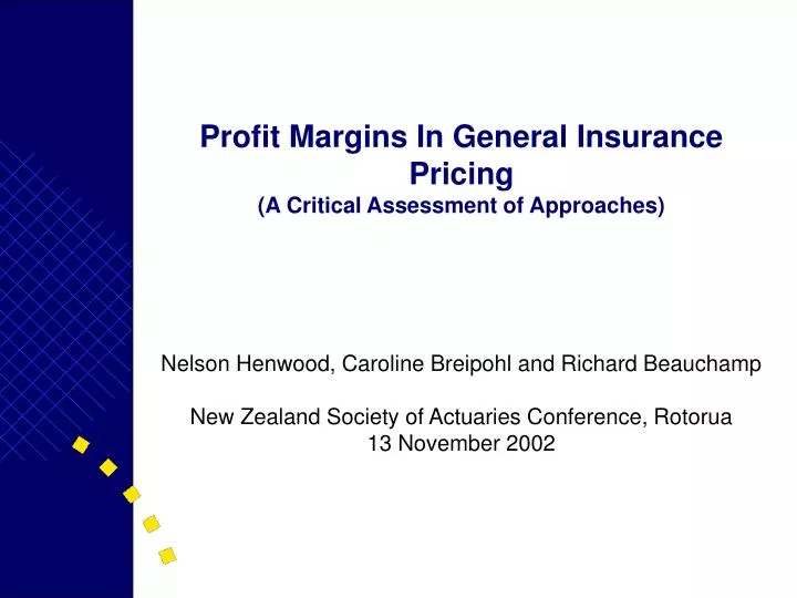 profit margins in general insurance pricing a critical assessment of approaches
