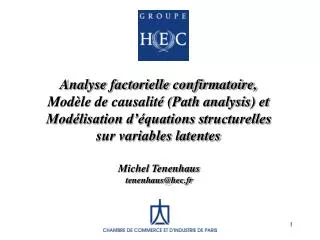 Analyse factorielle confirmatoire, Modèle de causalité (Path analysis) et Modélisation d’équations structurelles