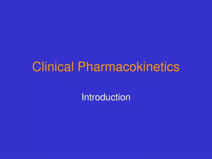 clinical pharmacokinetics