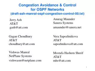 Congestion Avoidance &amp; Control for OSPF Networks (draft-ash-manral-ospf-congestion-control-00.txt)