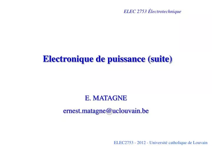 1. Introduction à l'électronique de puissance /Les convertisseurs