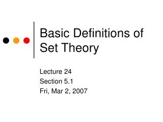 Basic Definitions of Set Theory