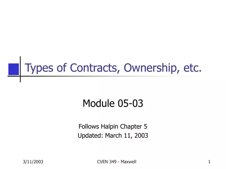 types of contracts ownership etc