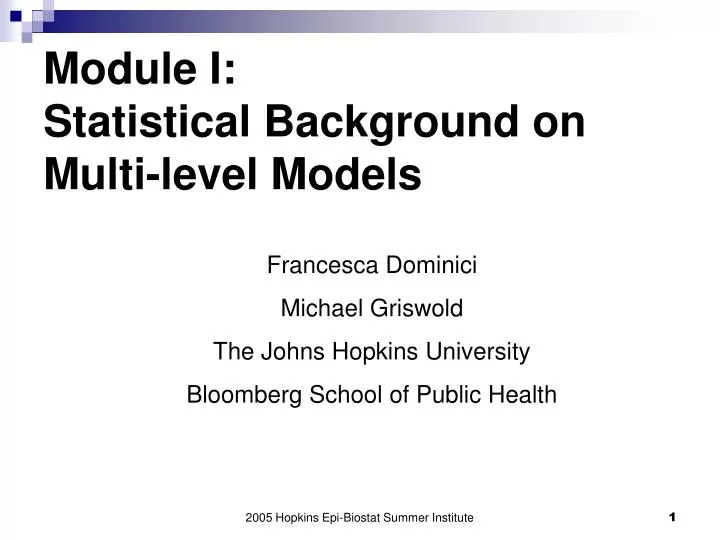 module i statistical background on multi level models