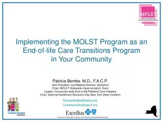 Implementing the MOLST Program as an End-of-life Care Transitions Program in Your Community