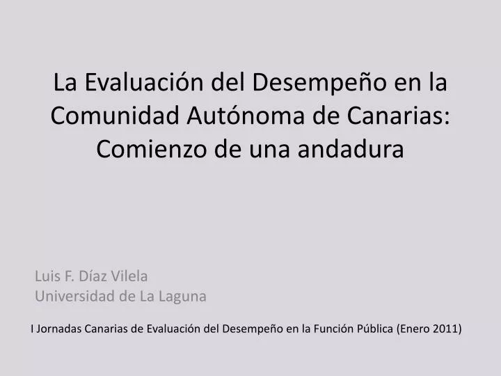 la evaluaci n del desempe o en la comunidad aut noma de canarias comienzo de una andadura