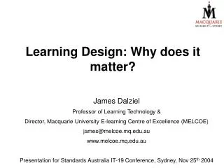 Learning Design: Why does it matter?
