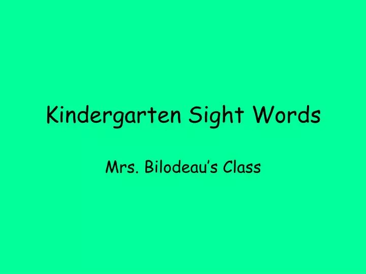 kindergarten sight words