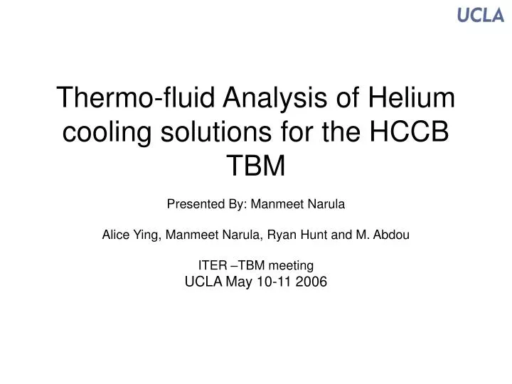thermo fluid analysis of helium cooling solutions for the hccb tbm