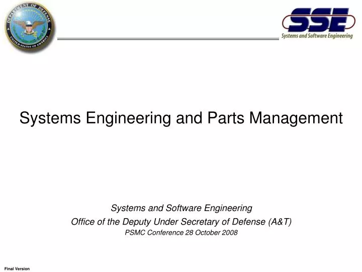 systems engineering and parts management