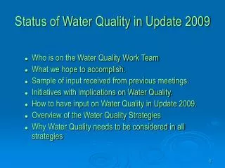 Status of Water Quality in Update 2009