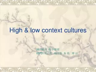 High &amp; low context cultures