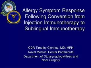 Allergy Symptom Response Following Conversion from Injection Immunotherapy to Sublingual Immunotherapy