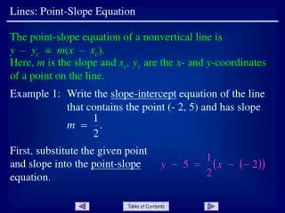 Lines: Point-Slope Equation