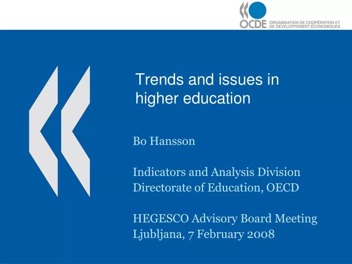 trends and issues in higher education