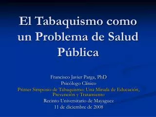 el tabaquismo como un problema de salud p blica