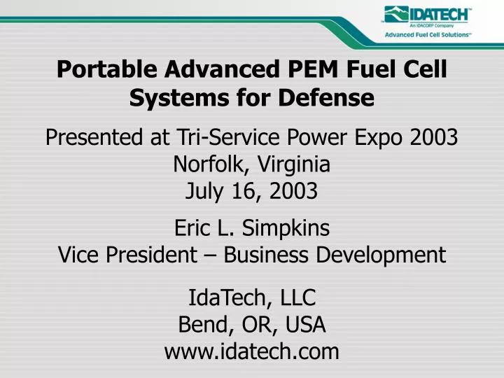 portable advanced pem fuel cell systems for defense